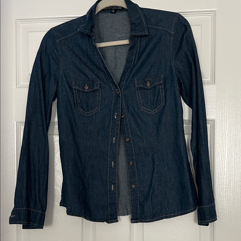 Love Culture Dark Blue Denim Blouse